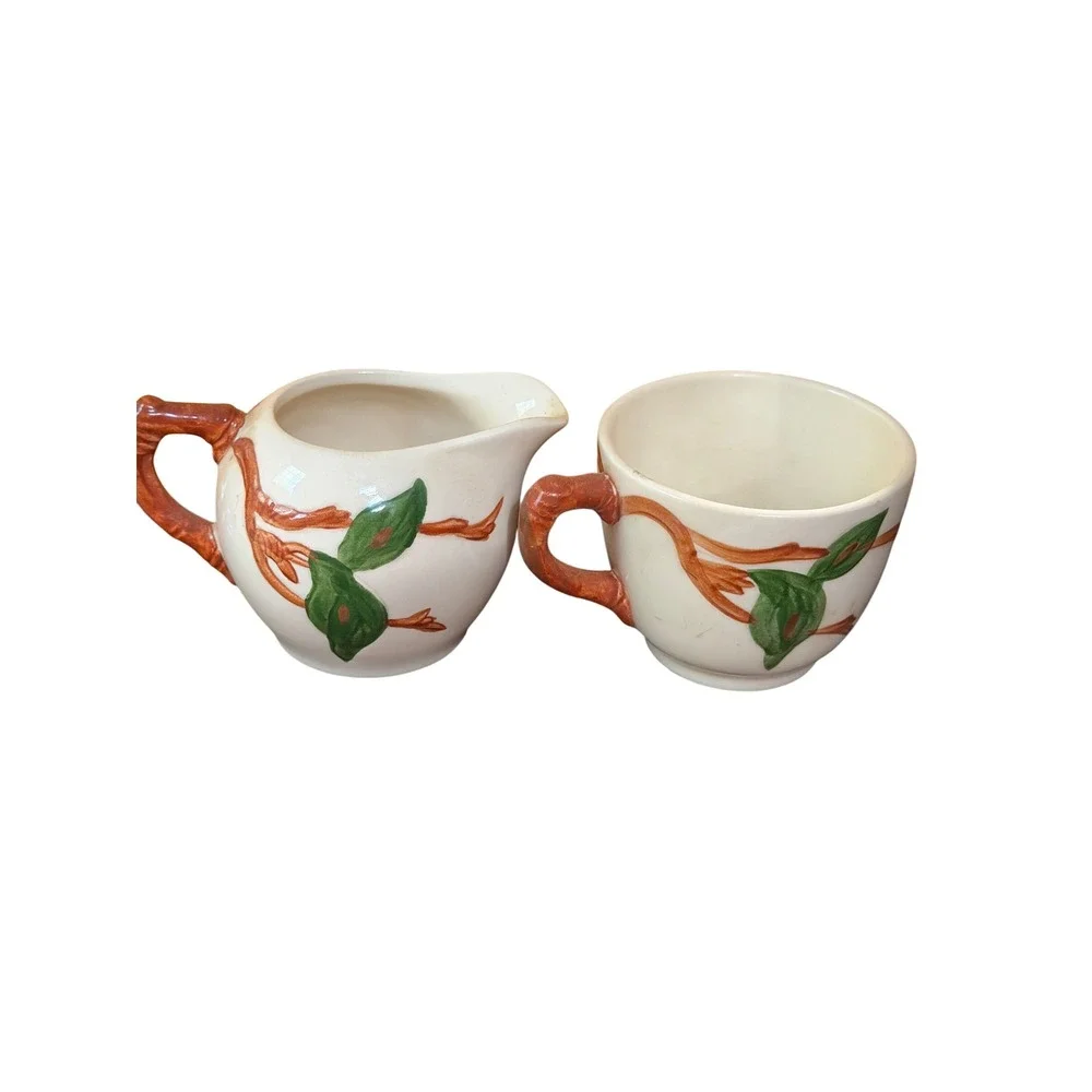 Franciscan Apple Creamer and Sugar Bowl Set Vintage California Earthenware